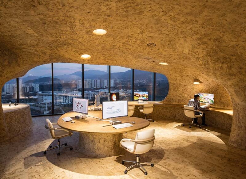 Embracing Natural Rhythms Cave Office by Javier Senosiain